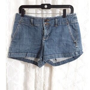 GAP Jeans Women 8 Medium Wash Denim Shorts Double Button Flap Pocket Y2K Style